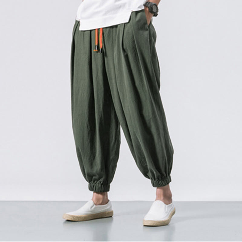 Nimara Ritual Casual Sports Men's Solid Color Cotton Drawstring Pants With Pockets