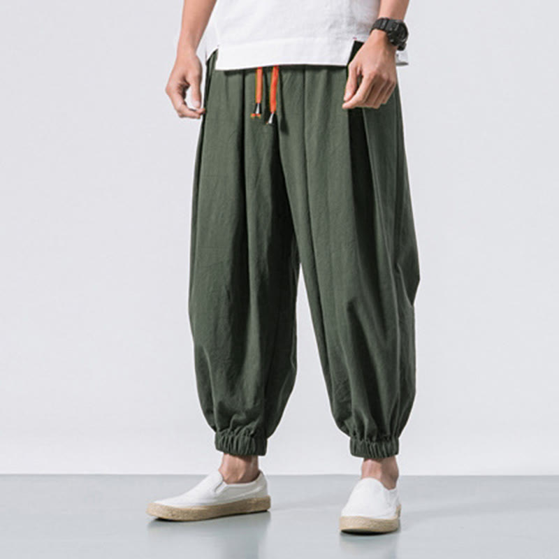 Nimara Ritual Casual Sports Men's Solid Color Cotton Drawstring Pants With Pockets