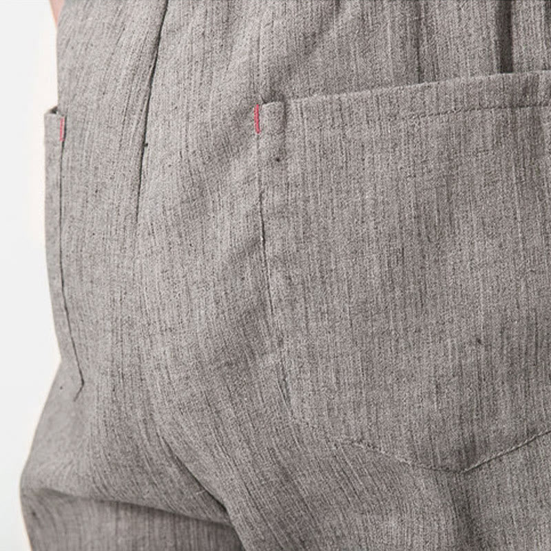 Nimara Ritual Simple Drawstring Design Linen Men's Pants With Pockets