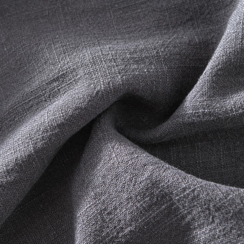 Nimara Ritual Commute Plain Simple Buttons Design Men's Long Sleeve Ramie Linen Jacket With Pockets