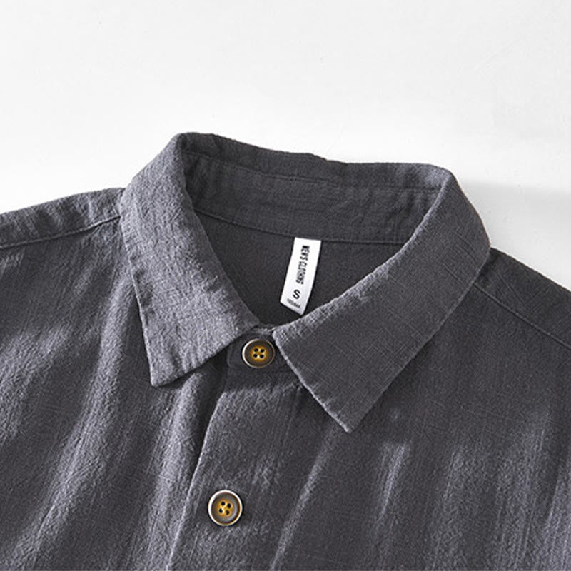 Nimara Ritual Commute Plain Simple Buttons Design Men's Long Sleeve Ramie Linen Jacket With Pockets