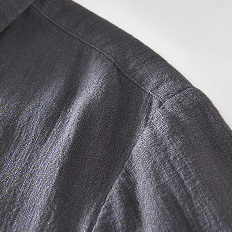 Nimara Ritual Commute Plain Simple Buttons Design Men's Long Sleeve Ramie Linen Jacket With Pockets
