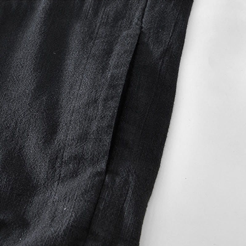 Nimara Ritual Commute Plain Simple Buttons Design Men's Long Sleeve Ramie Linen Jacket With Pockets