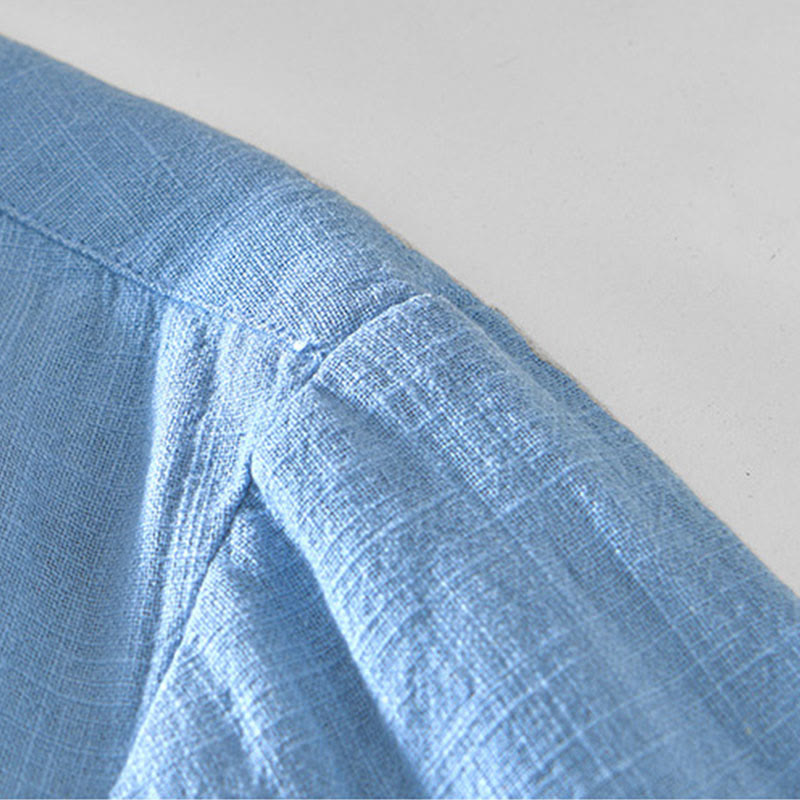 Nimara Ritual Commute Plain Simple Buttons Design Men's Long Sleeve Ramie Linen Jacket With Pockets