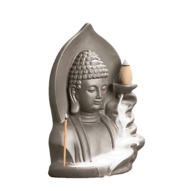 Nimara Ritual Tibetan Avalokitesvara Buddha Lotus Healing Backflow Smoke Fountain Incense Burner