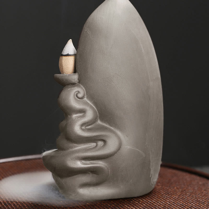 Nimara Ritual Tibetan Avalokitesvara Buddha Lotus Healing Backflow Smoke Fountain Incense Burner