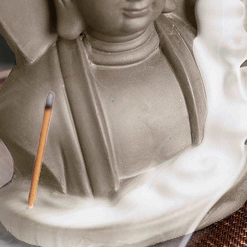 Nimara Ritual Tibetan Avalokitesvara Buddha Lotus Healing Backflow Smoke Fountain Incense Burner