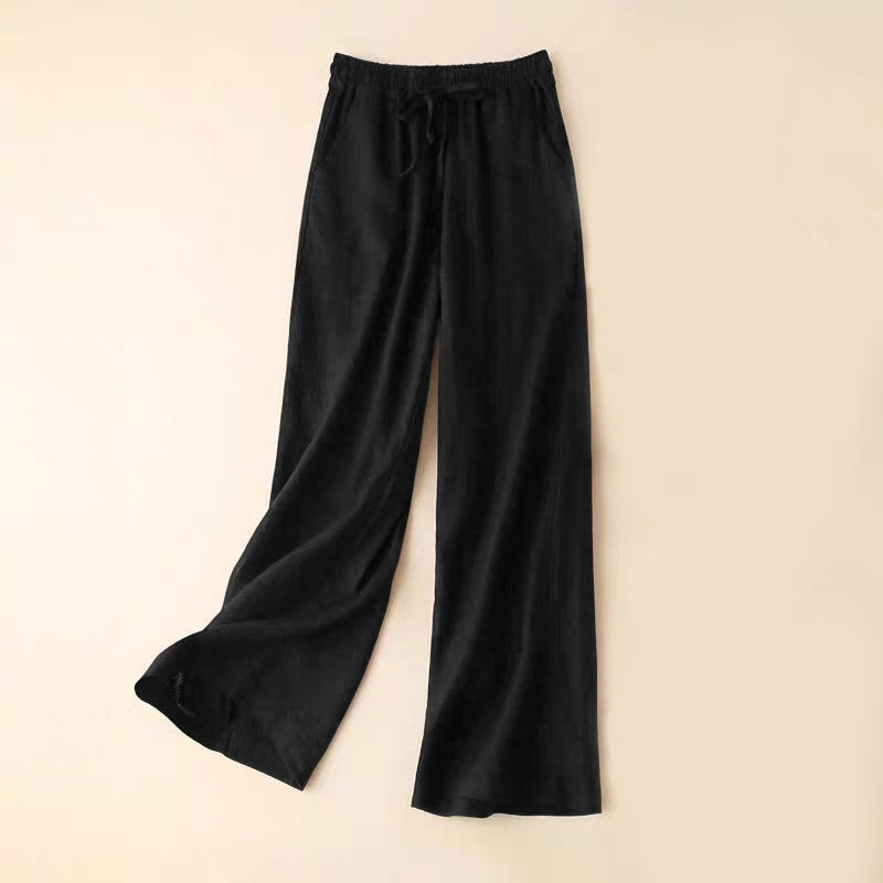 Nimara Ritual Casual High Waist Lace-up Wide Leg Pants With Pockets