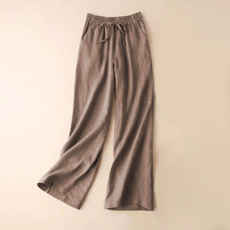 Nimara Ritual Casual High Waist Lace-up Wide Leg Pants With Pockets