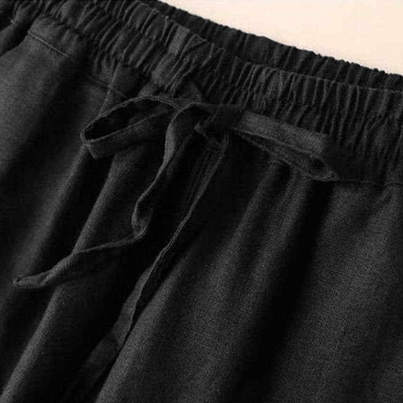 Nimara Ritual Casual High Waist Lace-up Wide Leg Pants With Pockets