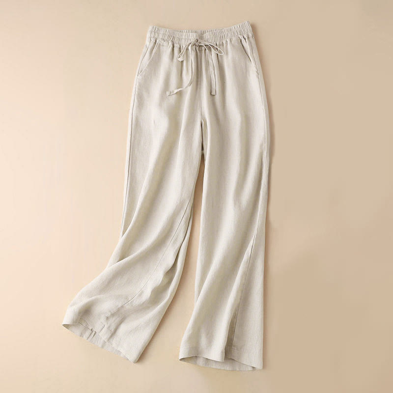 Nimara Ritual Casual High Waist Lace-up Wide Leg Pants With Pockets
