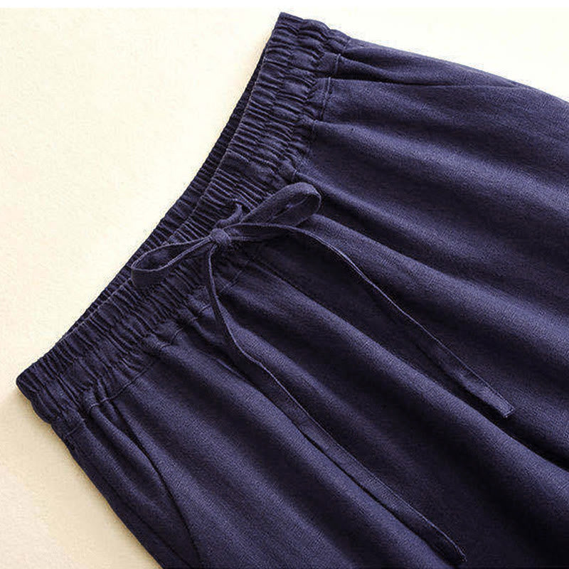 Nimara Ritual Casual High Waist Lace-up Wide Leg Pants With Pockets