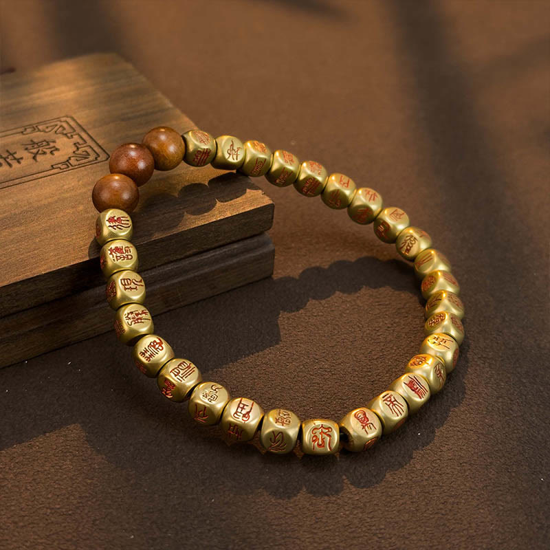 Nimara Ritual Copper Brass Lightning Struck Jujube Wood Beads Wealth Bracelet