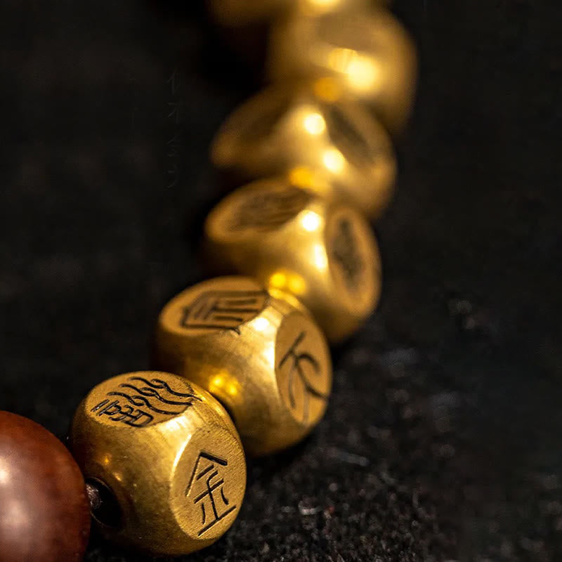 Nimara Ritual Copper Brass Lightning Struck Jujube Wood Beads Wealth Bracelet