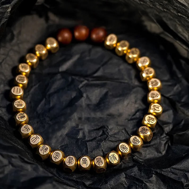 Nimara Ritual Copper Brass Lightning Struck Jujube Wood Beads Wealth Bracelet