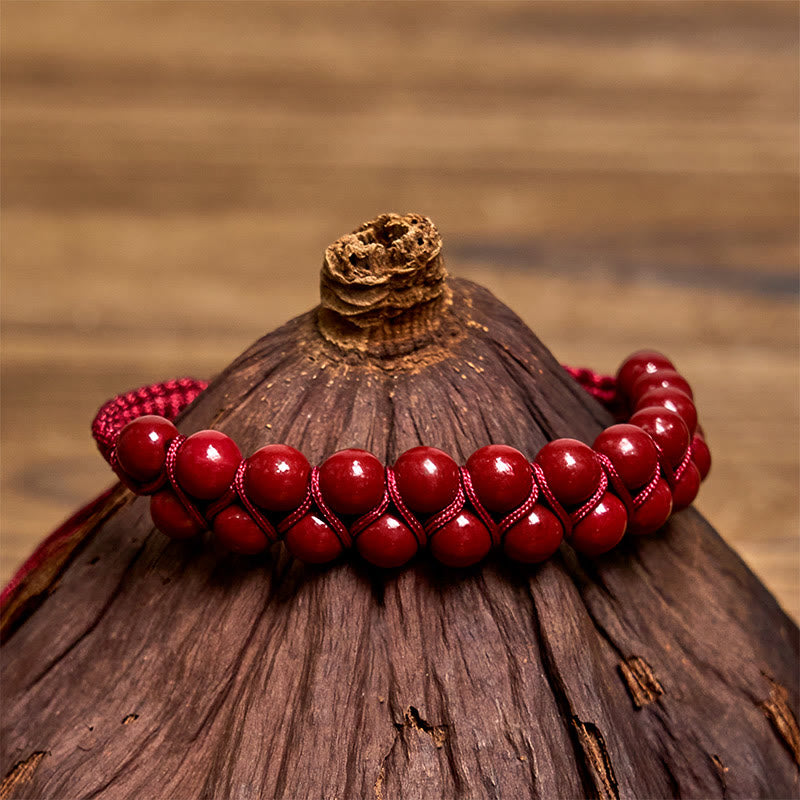 Nimara Ritual Natural Tiger Eye Cinnabar Hand-woven Double Row Beads Protection Bracelet
