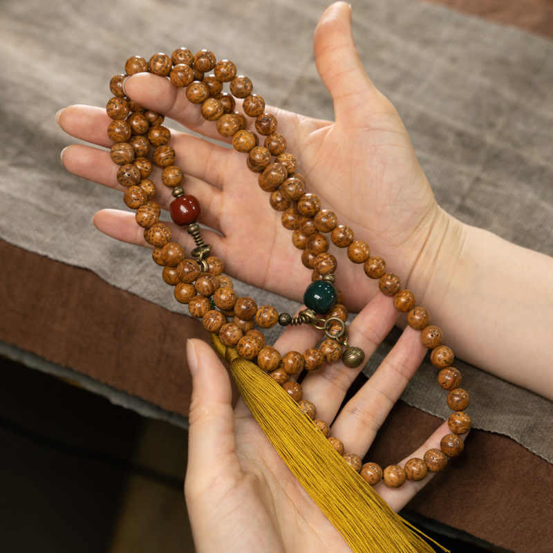 Nimara Ritual 108 Mala Beads Bodhi Seed Wisdom Peace Tassel Bracelet