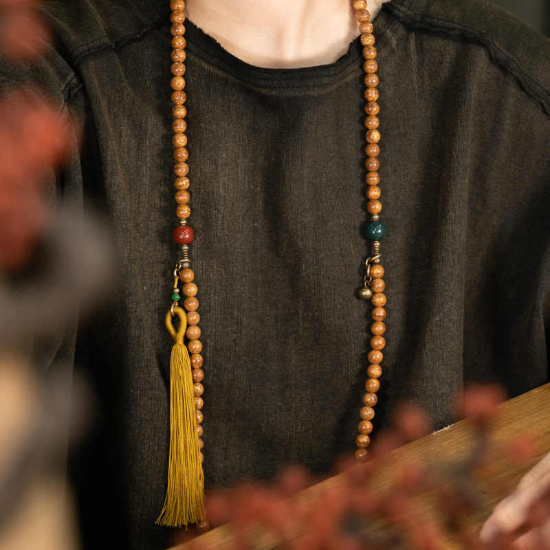 Nimara Ritual 108 Mala Beads Bodhi Seed Wisdom Peace Tassel Bracelet