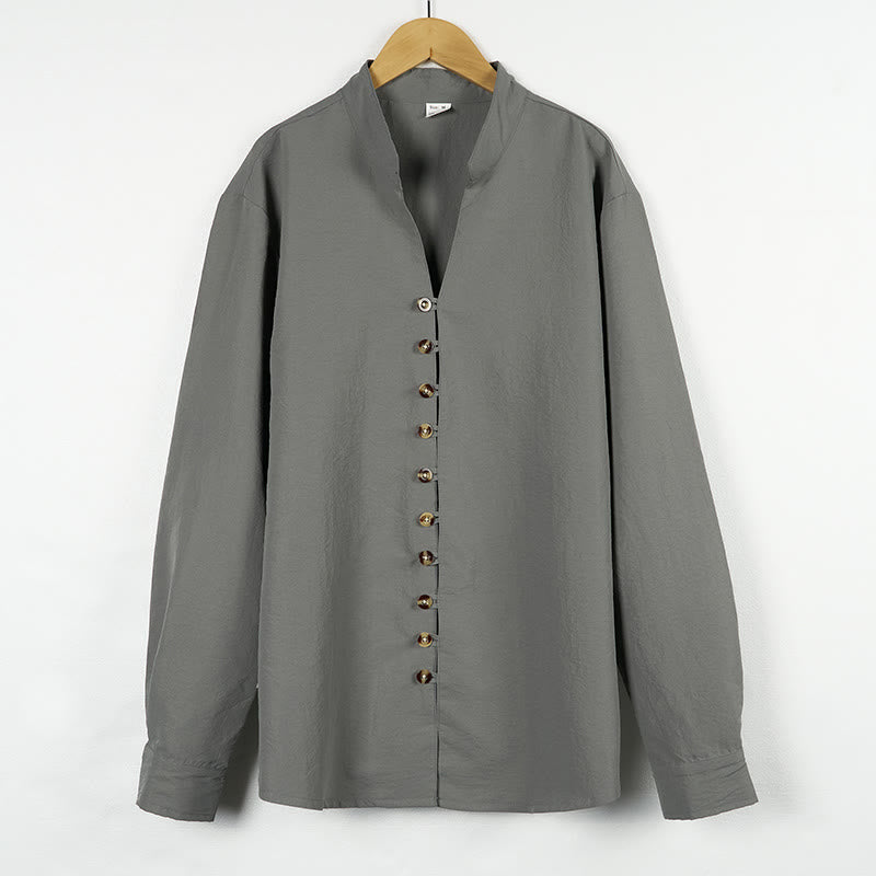 Nimara Ritual Solid Color Buttons Fall Long Sleeve Men's Shirt