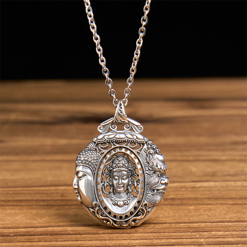 Nimara Ritual Copper Buddha Devil Pattern Serenity Pendant Necklace