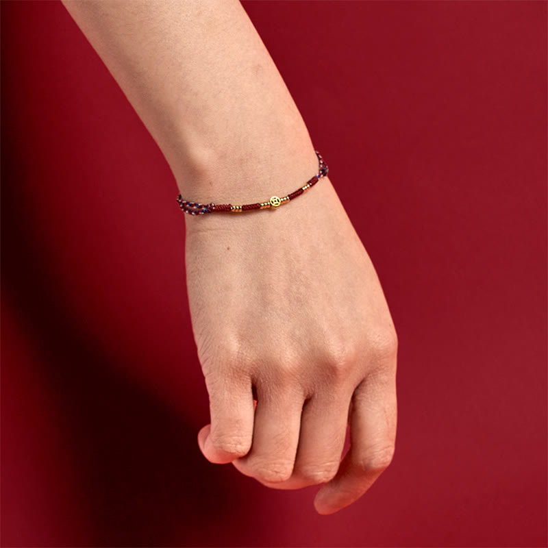Nimara Ritual Handmade Braided Red String Copper Coins Luck Bracelet