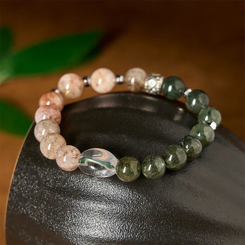 Nimara Ritual Natural Green Rutilated Quartz Super Seven Crystal Wealth Bracelet
