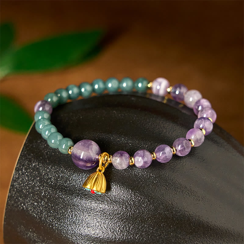 Nimara Ritual Natural Lotus Amethyst Jade Balance Bracelet
