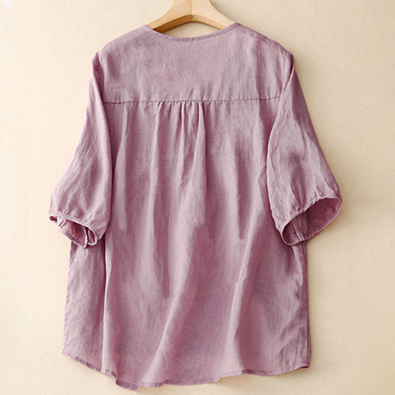 Nimara Ritual Casual Plain Loose Women's V-Neck Design Half Sleeve Shirt