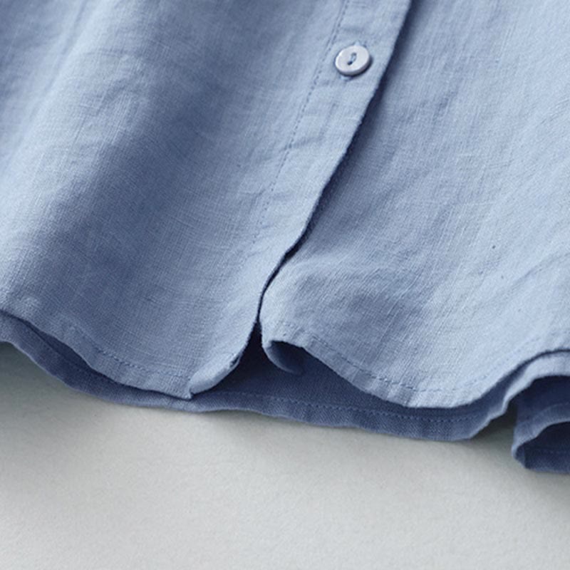 Nimara Ritual Solid Color Button Three Quarter Sleeve Shirt