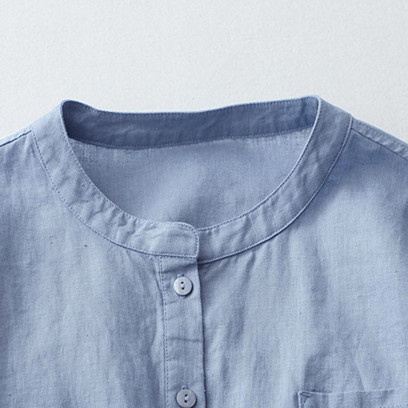 Nimara Ritual Solid Color Button Three Quarter Sleeve Shirt