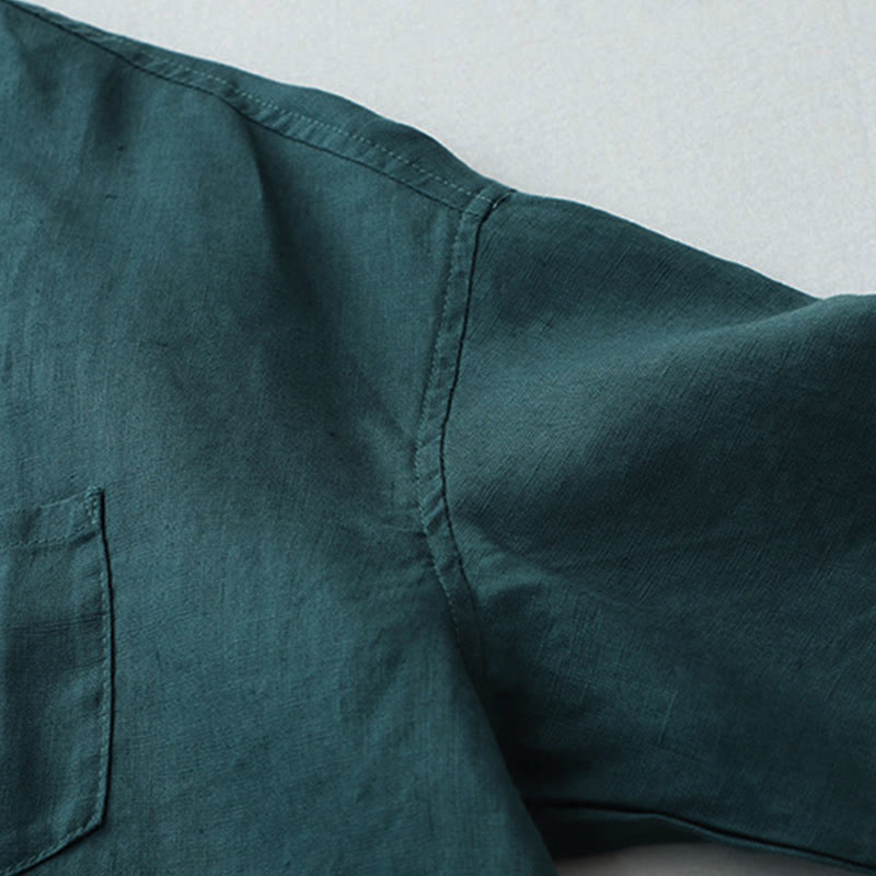 Nimara Ritual Solid Color Button Three Quarter Sleeve Shirt