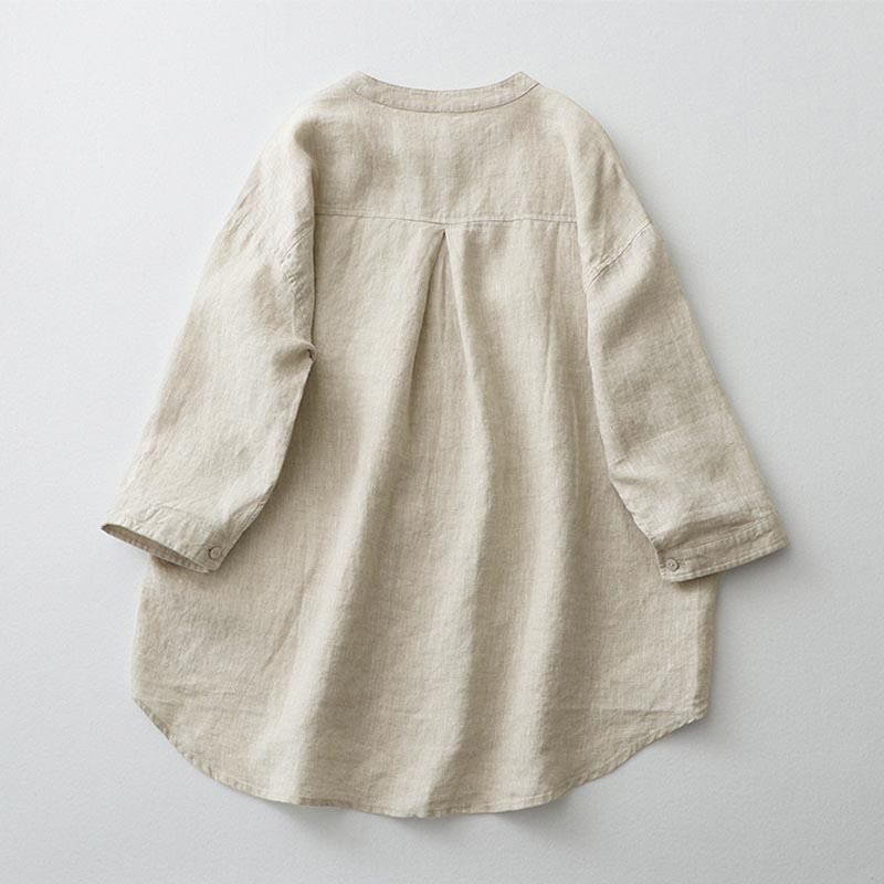 Nimara Ritual Solid Color Button Three Quarter Sleeve Shirt