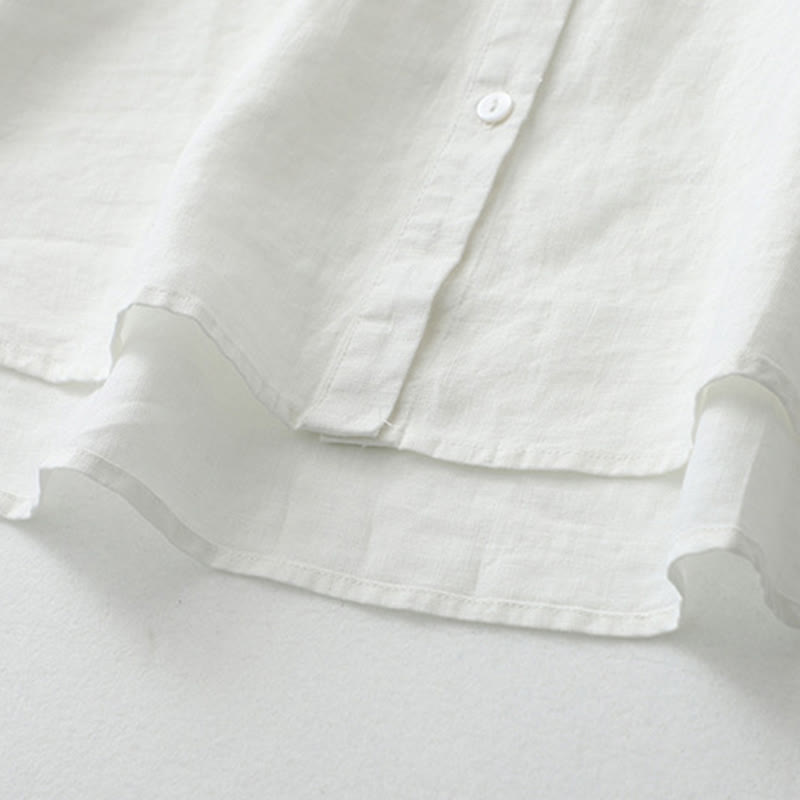 Nimara Ritual Solid Color Button Three Quarter Sleeve Shirt