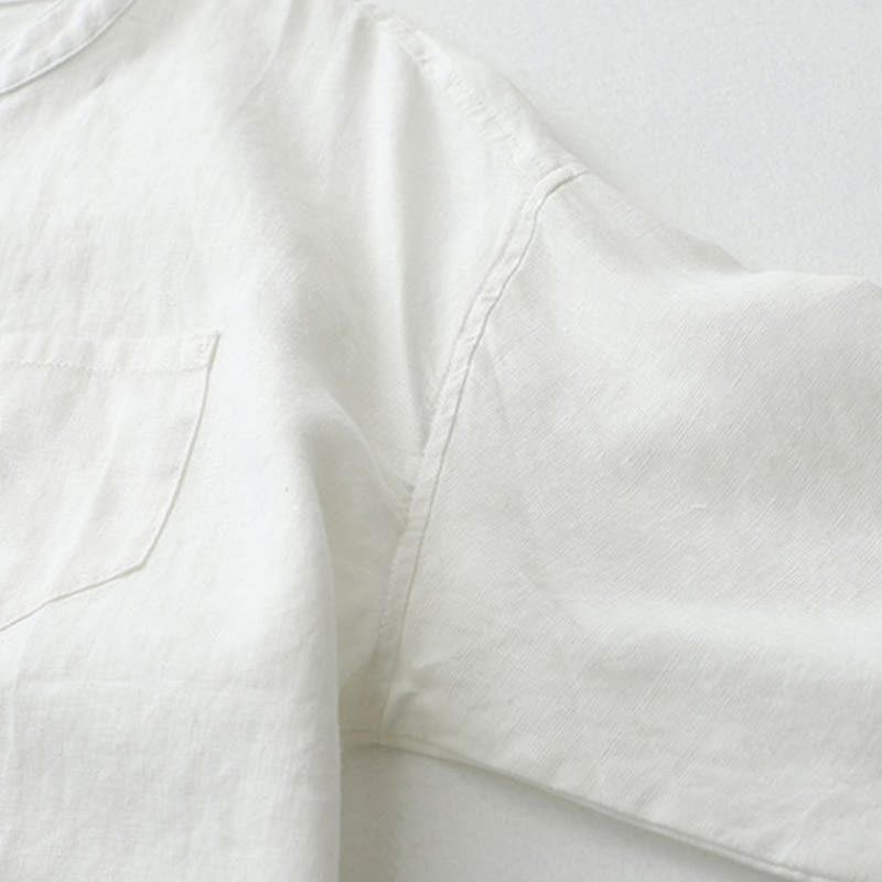 Nimara Ritual Solid Color Button Three Quarter Sleeve Shirt