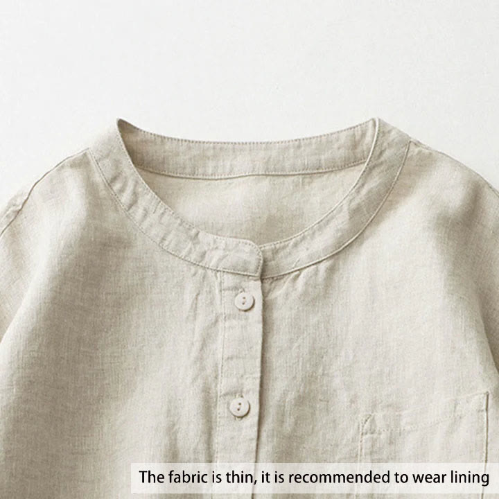 Nimara Ritual Solid Color Button Three Quarter Sleeve Shirt