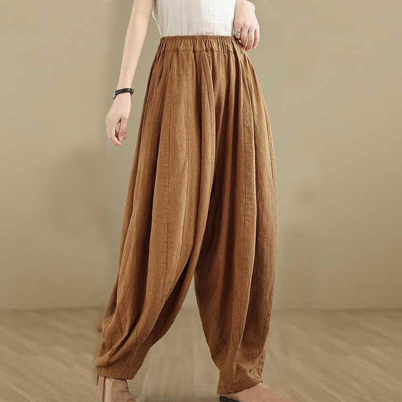 Nimara Ritual Spring Casual Simple Design Women's Cotton Linen Harem Pants With Pockets