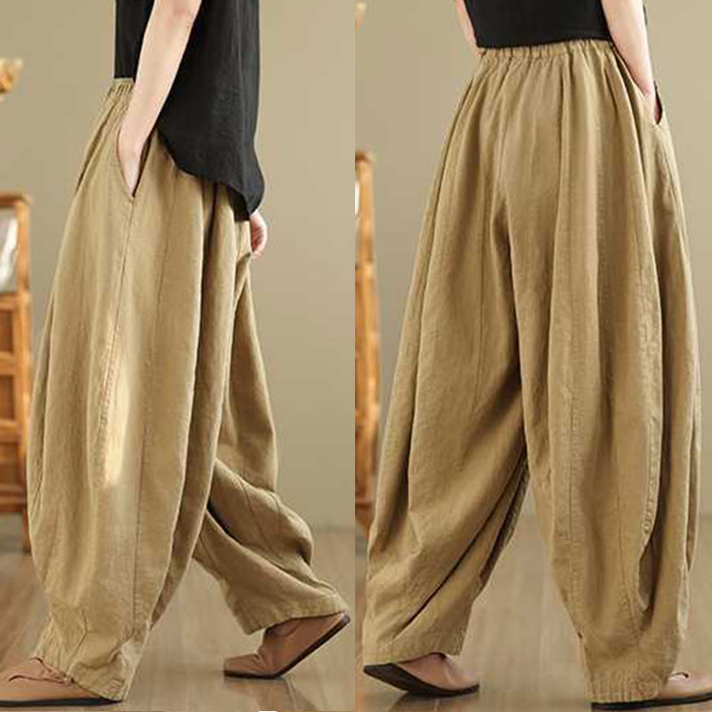 Nimara Ritual Spring Casual Simple Design Women's Cotton Linen Harem Pants With Pockets