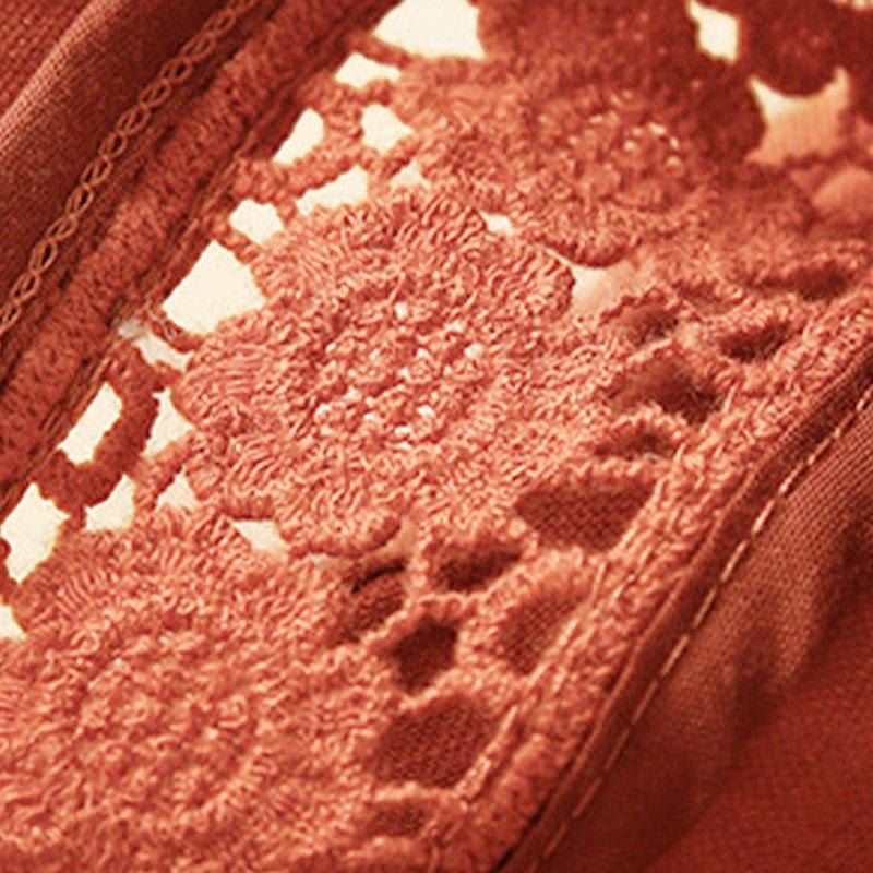 Nimara Ritual Plain Color Bottom Hollow Lace Design Lace-up Cotton Women's Shorts With Pockets