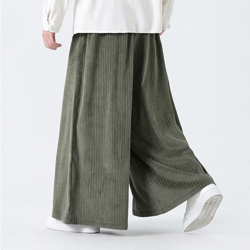 Nimara Ritual Casual Embroidery Drawstring Design Men's Corduroy Wide Leg Pants With Pockets