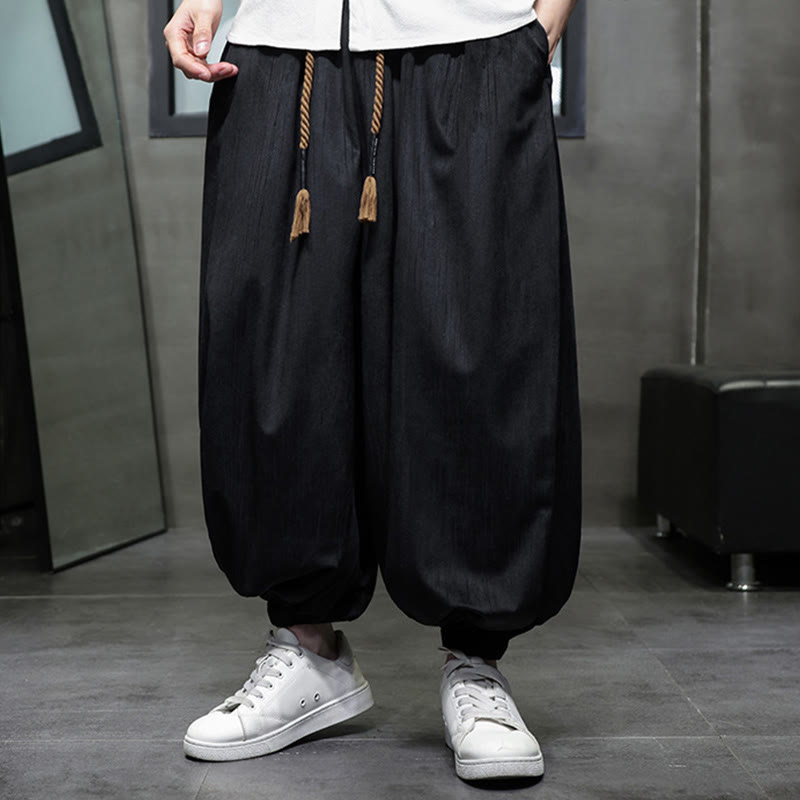 Nimara Ritual Casual Daily Pure Color Drawstring Design Men's Harem Pants With Pockets