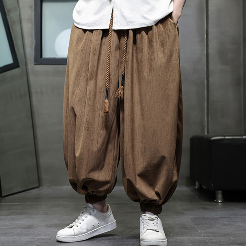 Nimara Ritual Casual Daily Pure Color Drawstring Design Men's Harem Pants With Pockets