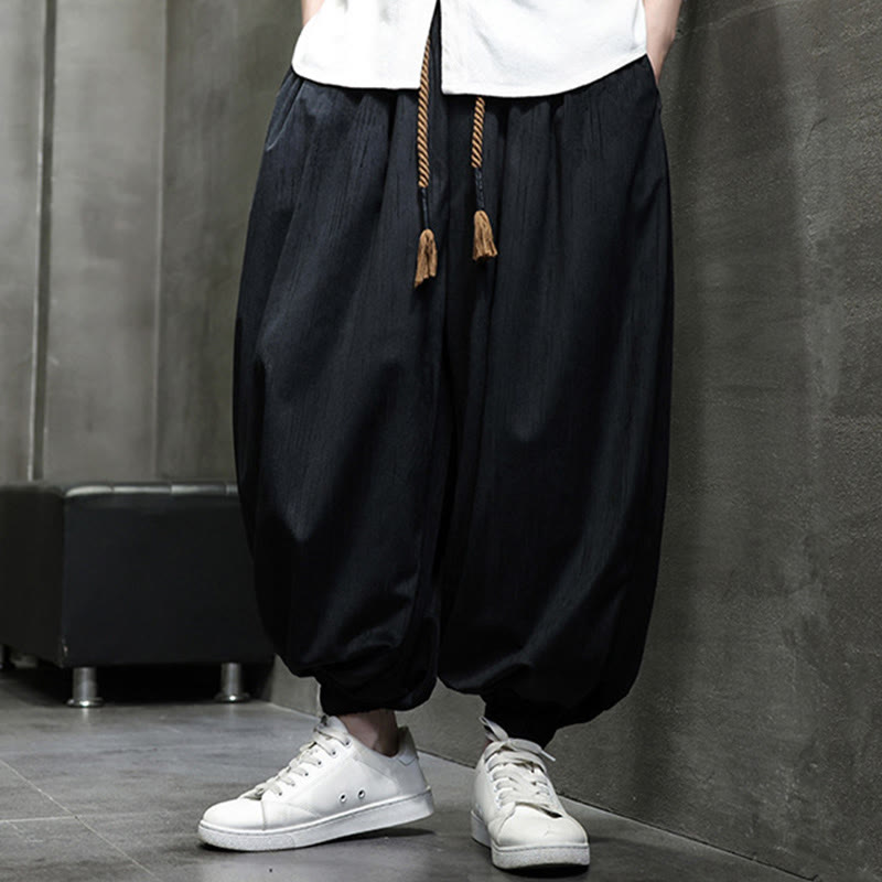 Nimara Ritual Casual Daily Pure Color Drawstring Design Men's Harem Pants With Pockets