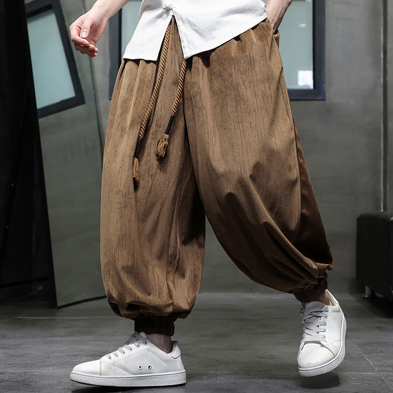 Nimara Ritual Casual Daily Pure Color Drawstring Design Men's Harem Pants With Pockets