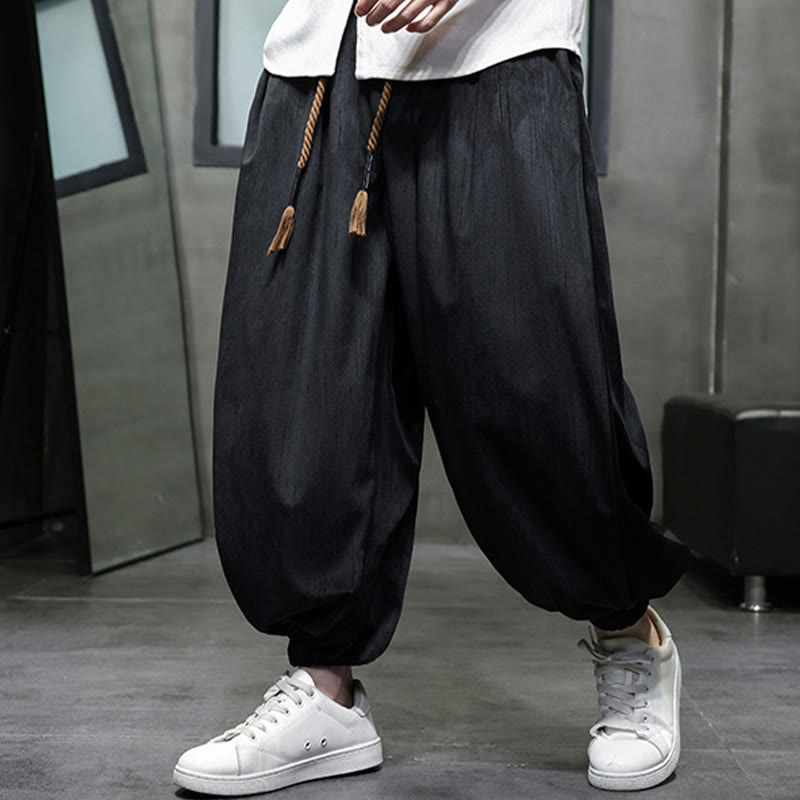 Nimara Ritual Casual Daily Pure Color Drawstring Design Men's Harem Pants With Pockets