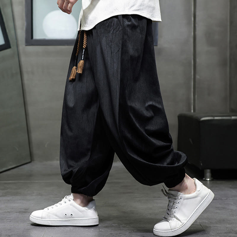 Nimara Ritual Casual Daily Pure Color Drawstring Design Men's Harem Pants With Pockets