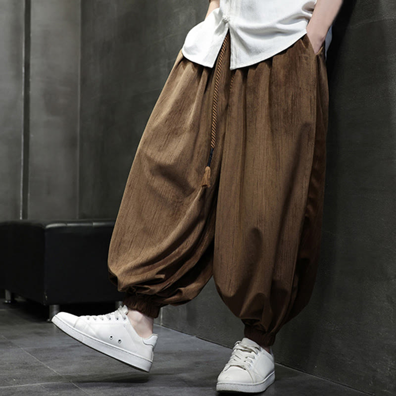 Nimara Ritual Casual Daily Pure Color Drawstring Design Men's Harem Pants With Pockets
