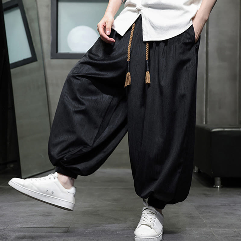 Nimara Ritual Casual Daily Pure Color Drawstring Design Men's Harem Pants With Pockets