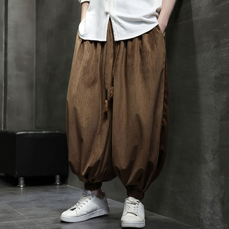 Nimara Ritual Casual Daily Pure Color Drawstring Design Men's Harem Pants With Pockets