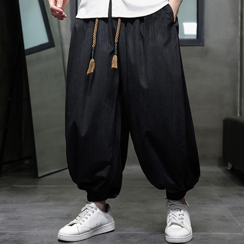 Nimara Ritual Casual Daily Pure Color Drawstring Design Men's Harem Pants With Pockets