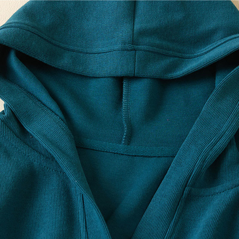 Nimara Ritual Plain Buttons Women's Hooded Jacket With Pockets